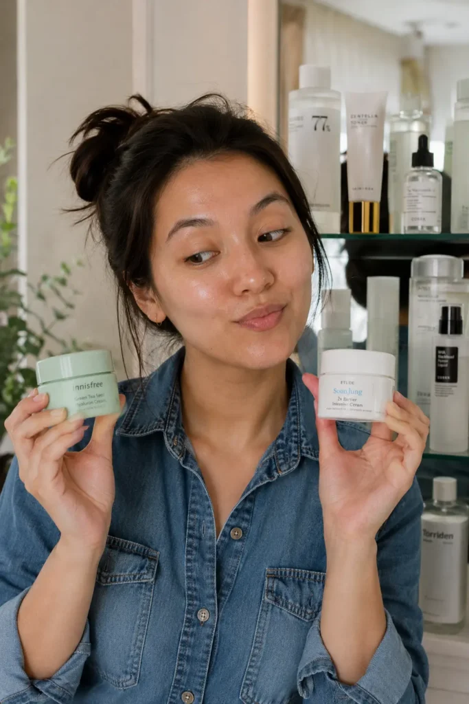 Korean skincare products for combination skin balancing oily and dry areas